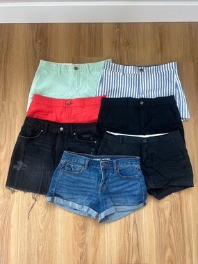 Old Navy Women’s Shorts Lot — Mint, Red, Navy, Black, Denim, Striped Blue